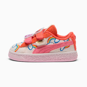 PUMA x CARE BEARS x SESAME STREET Basket Toddlers' "Elmo Cheer" Easy On Sneakers, Frosted Ivory-Red Glamour-Pearl Pink, extralarge